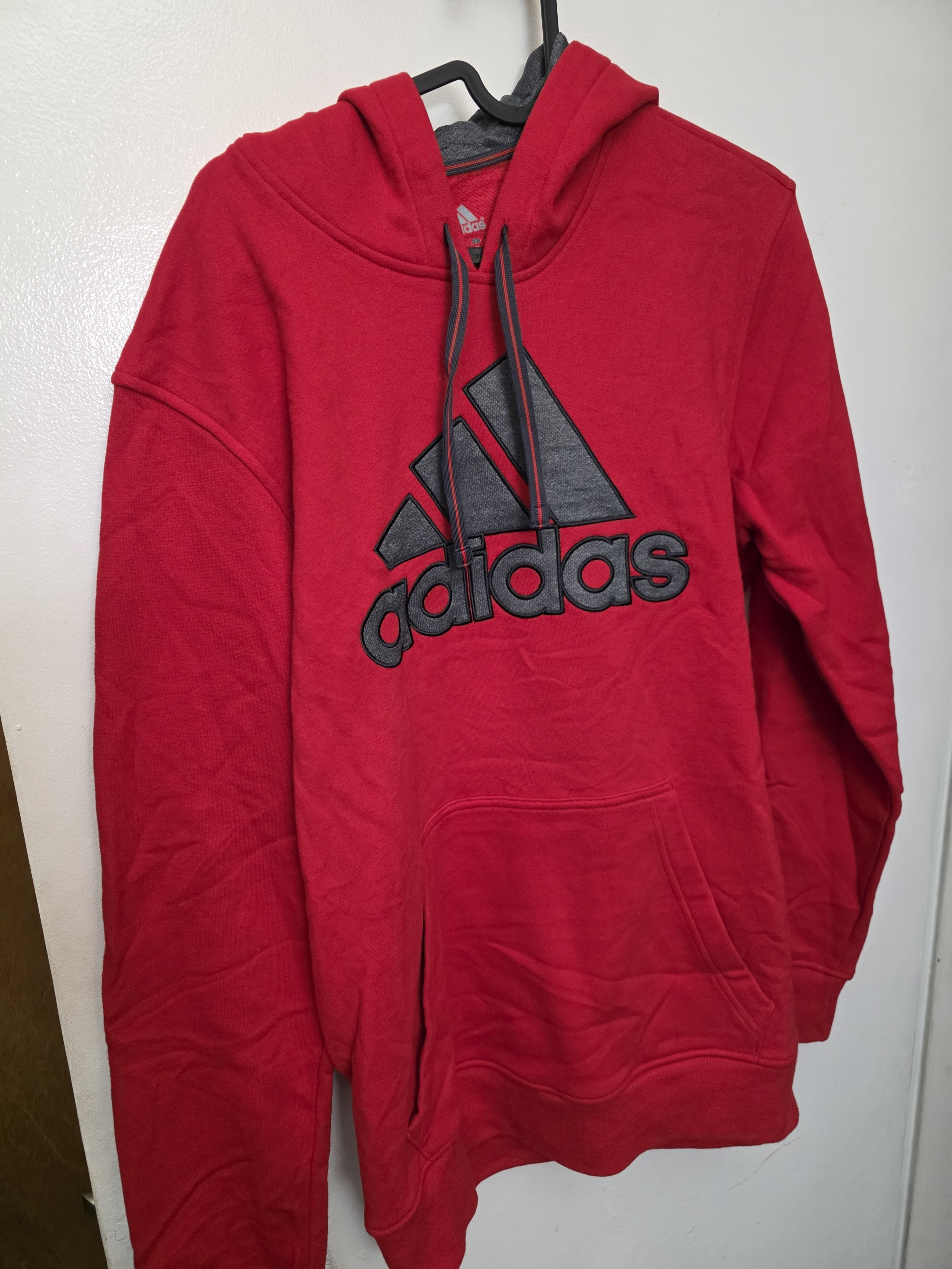 Adidas Red Hoodie With Black Logo